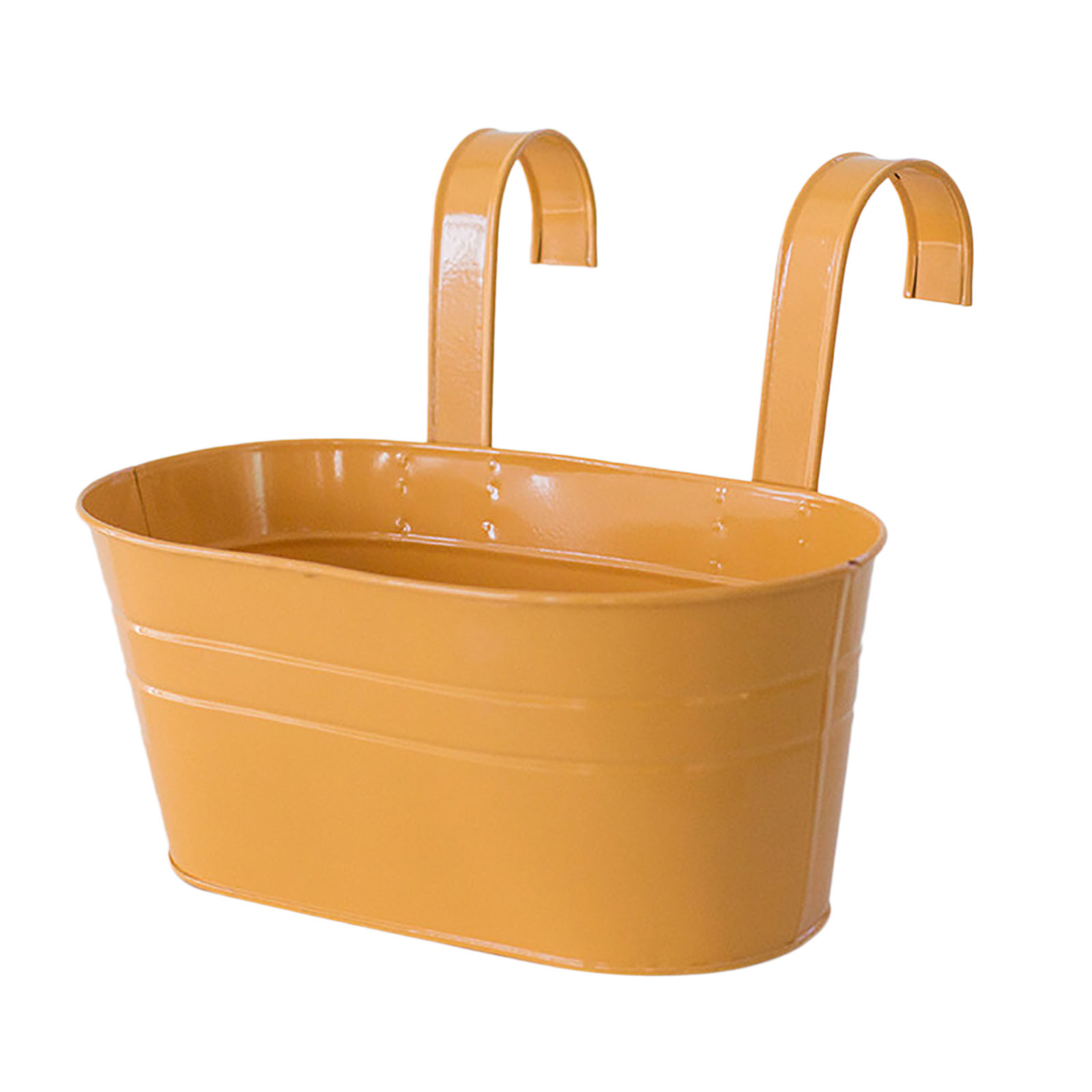 Home Oval Metal Plant Flower Pot Fence Balcony Garden Hanging Planter