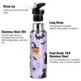 thumbnail image 3 of Yayeee 33oz Insulated Water Bottle Double Wall Stainless Steel with Flip Straw Lid, Purple Halloween Pumpkin, 3 of 7