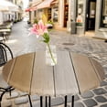 thumbnail image 6 of Brown Ombre Round Tablecloth for 55-60 Inch Tables, Fitted Table Cover with Elastic Edge, Vintage Country Wooden Waterproof Outdoor Table Cloth Protector for Patio Garden Dinner Picnic, 6 of 9