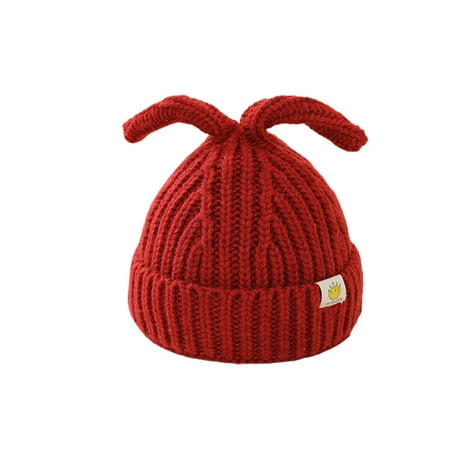 

Inevnen Toddler Baby Girls Boys Knit Hats Winter Beanie Hats with Double Ears