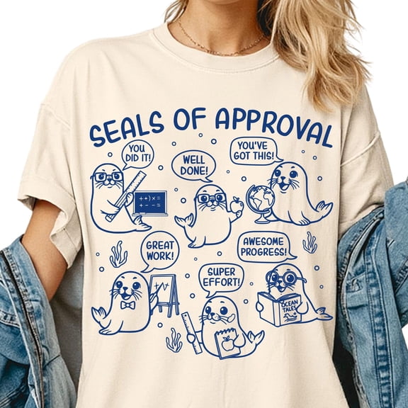 Funny Teacher Shirt Seals of Approval Unisex TShirt Teaching Team Tee Back To School Meme