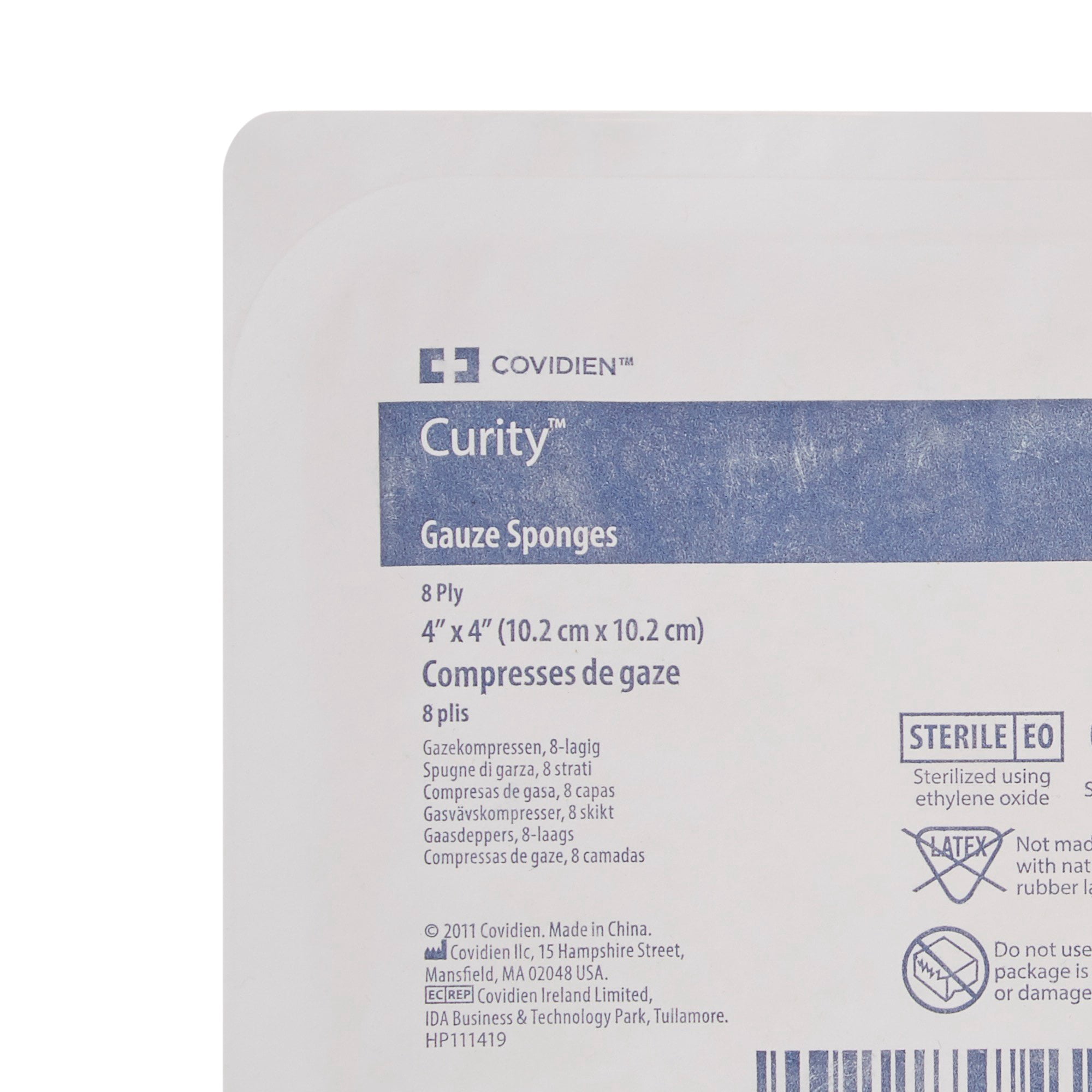 Curity Sterile 8-Ply Square Gauze Sponges, 4" x 4", 10 per Pack, 128 Packs, 1280 Total