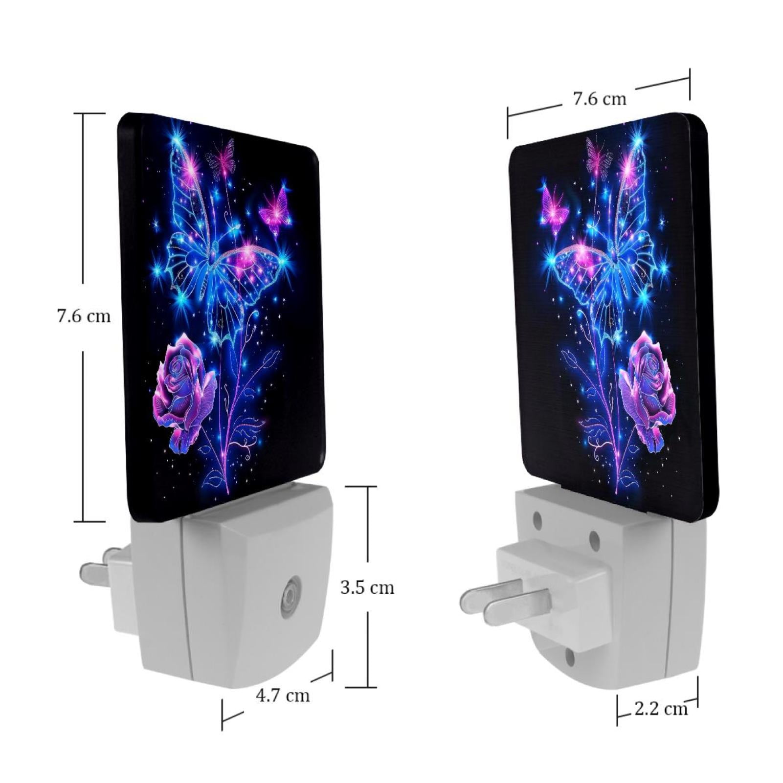 PhooArto Glowing Rose Butterfly Plug in LED Night Light Auto Sensor Dusk to Dawn Decorative Night for Bedroom, Bathroom, Kitchen, Hallway, Stairs, Baby's Room, Energy Saving