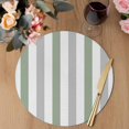thumbnail image 3 of Sage Green Grey Stripe Round 13 Inch Placemats Set of 6, Modern Farmhouse Vertical Striped HeatResistant Non Slip Place Mats for Dining Table, Wipeable Braided Kitchen Table Mats for Housewarming, 3 of 9