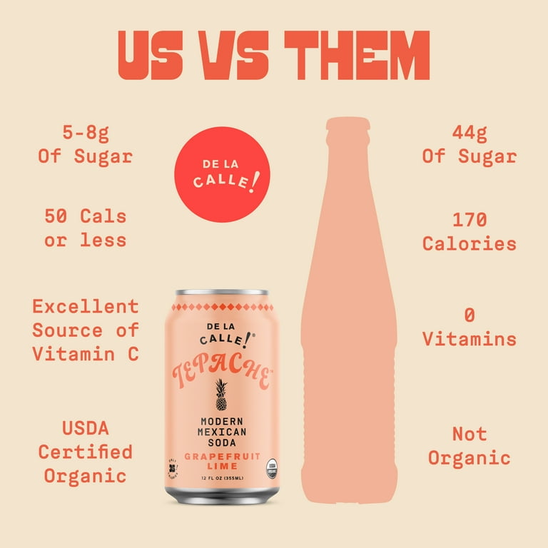 De La Calle Tepache, Grapefruit Lime, Modern Mexican Soda, 12oz