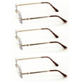 thumbnail image 3 of 3 Pairs Men Full Rimless Reading Glasses Metal Frame- Rectangular Anti Blue Blocker UV Protection Reader with Daimond Cut Clear Lens 3.25, 3 of 5