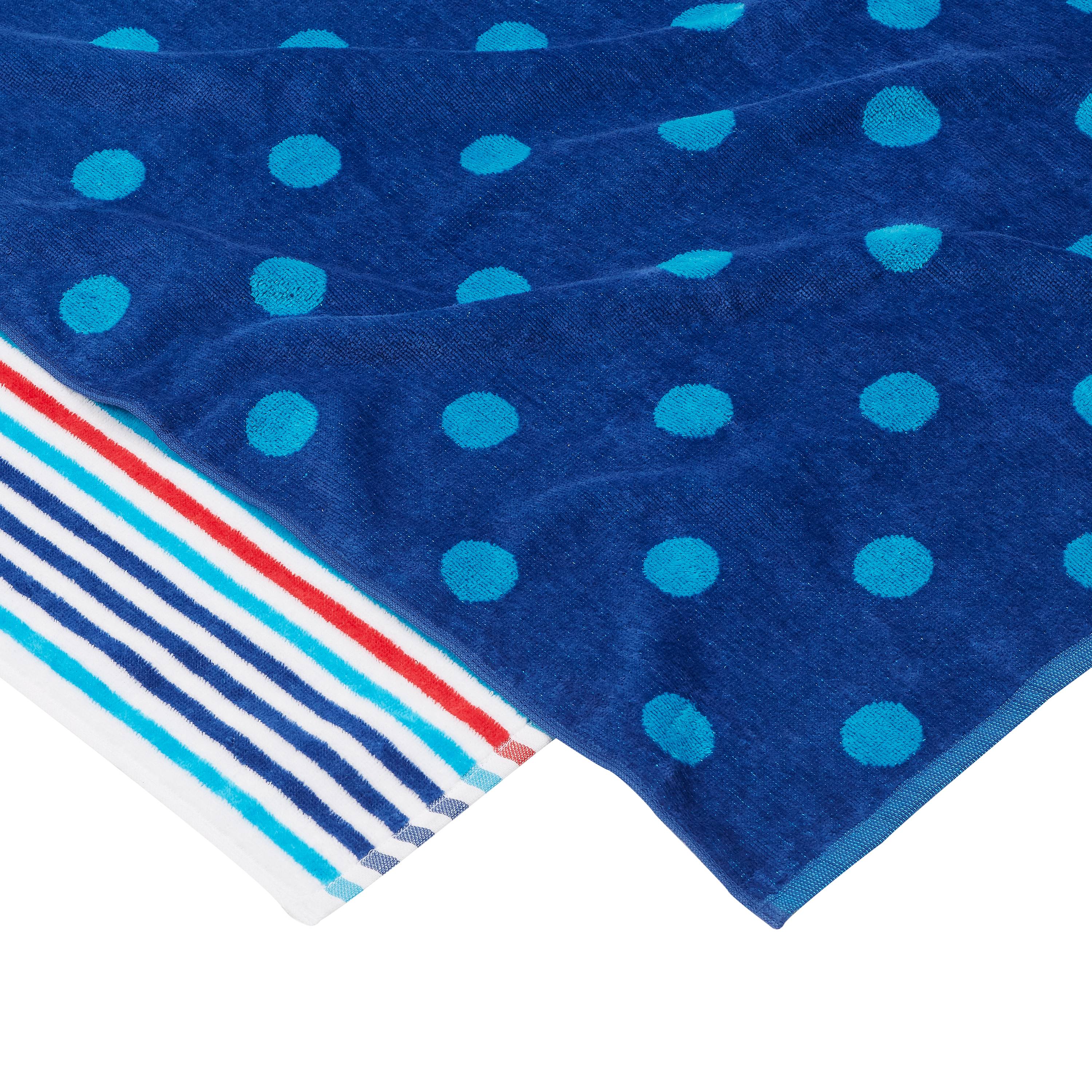 Mainstays Stripe and Polka Dot Reversible Cotton Beach Towel, 2 Pack - image 3 of 4
