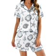 thumbnail image 2 of Endives Pajamas Set for Women Print Womens Nightwear 2 Piece Pajamas Set Short Sleeve Button Down Shirt and Short Soft Sleepwear Lounge Sets for Women, 2 of 4