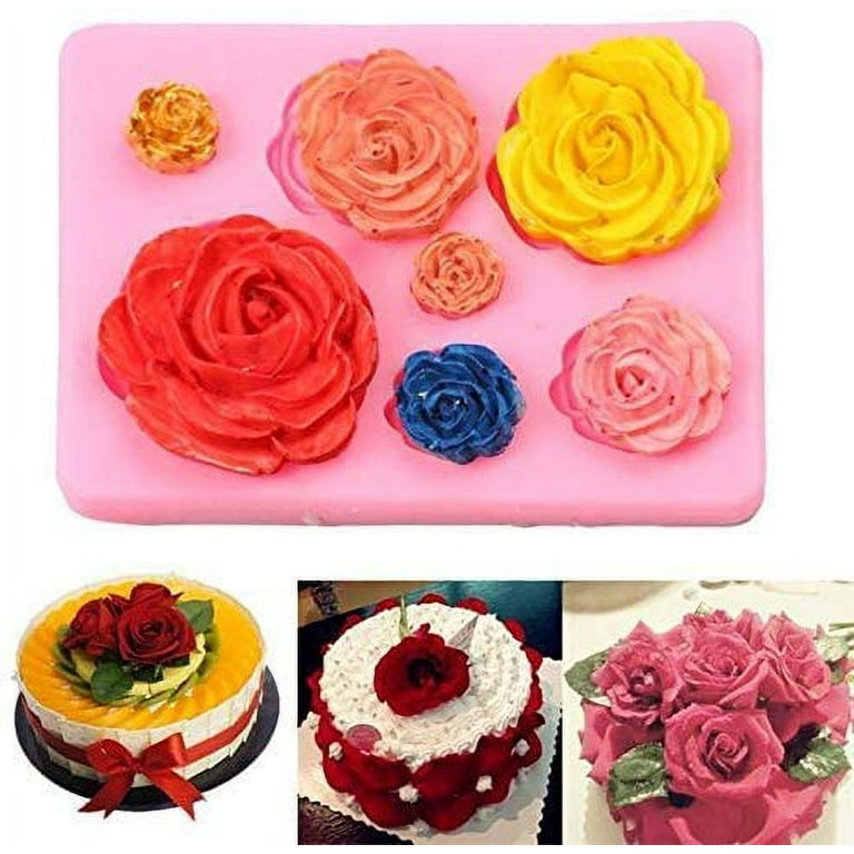 5 Pcs Flower Silicone Mould Fondant Flower Moulds Chocolate Rose Mould 3D Flower Icing Moulds Cake Flower Mold Silicone Daisy Mould For Wax Melts