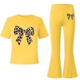thumbnail image 6 of Stamzod Girls' Clothing Sets 2 Piece Short Sleeve Tops and Flare Pants Set Summer Spring Outfits for Girls Yellow B 5-6Years, 6 of 8