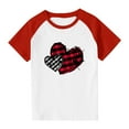thumbnail image 4 of Girls Red Plaid Heart Raglan Tee - Soft Stretch Casual Top, Polyester Spandex for 4-14 Years Old Girls,Size 5 T, 4 of 8