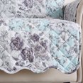 thumbnail image 4 of Great Bay Home Floral Patchwork Reversible Washable Pet Furniture Protector  (74" Sofa, Gray / Aqua), 4 of 7