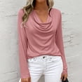 thumbnail image 5 of Womens Tops Trendy 2026 Cowl Neck Shirts Long Sleeve Teacher Clothes Office Business Dressy Casual Spring Outfits Pink L, 5 of 9