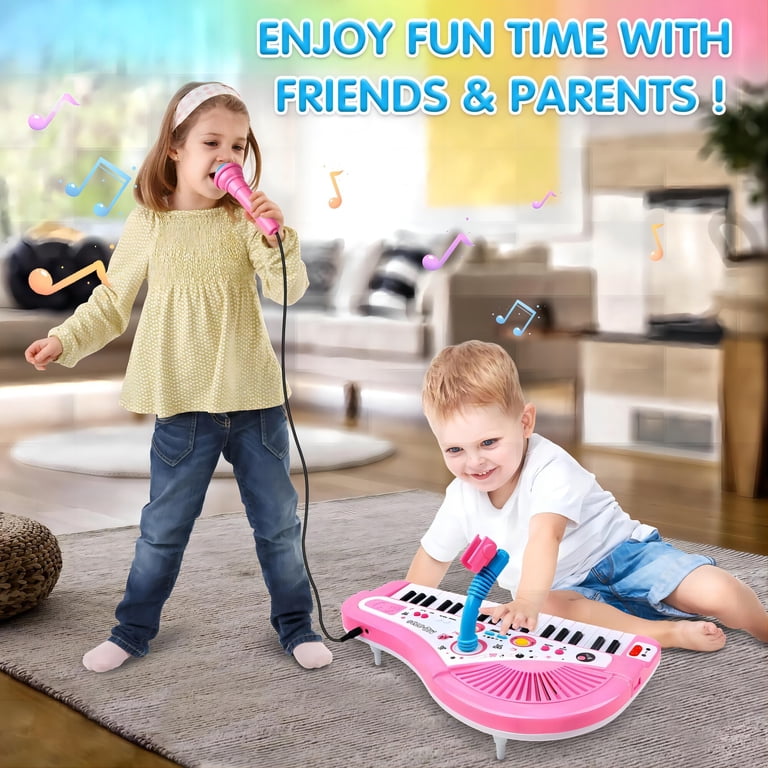 Jugaad Life 37-Key Piano for Kids, Pink with Microphone photo 6