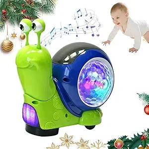 Baby Toddler Luminous Snail Toy,Electric Snail Toy Tummy Time Crawling Snail Toys Musical Toys with Light-up Music,Baby Crawling Snail Toys Interactive Sensory Toy ，Christmas Birthday Gift