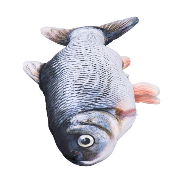 Pescado Realista de Flopació, Gato de Pescado Eléctrico de Gato Lavado A Mano y No Tóxico Con Cable de Carga USB de Hierba Gatera para Hoom para Interiores al Aire Libre