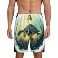 thumbnail image 2 of Daiia Watercolor Turtle3 Mens Woven Stretch Pajama Short,Short Pajama Pants-Large, 2 of 9