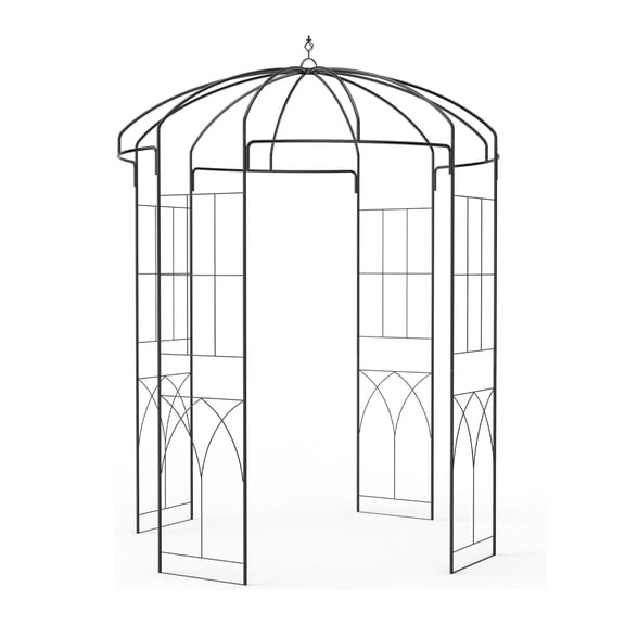 Emorefun 8.8ft Outdoor Trellis, Birdcage Shape Metal Arch for Climbing Plants, Backyard, Lawn Decor, Black