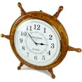 thumbnail image 3 of Nagina International Dark Black Heavy MDF Frame Nautically Inspired Antique Ship's Time Clock - Pirate Nurservy Home Decor (36 Inches, White Dial Face), 3 of 5