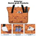 thumbnail image 2 of Tote Bag for Women - Halloween Spooky Icons Pattern Shoulder Bag - Large Utility Work Duffle Bag with Zipper Handbag for Travel, Work, Sprots, 2 of 5