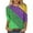02Green, variant on Women's Tops Women's Mardi Gras Fashion Printing Casual Round-Neck 3/4 Sleeve T-shirt Blouse Multicolor 2X