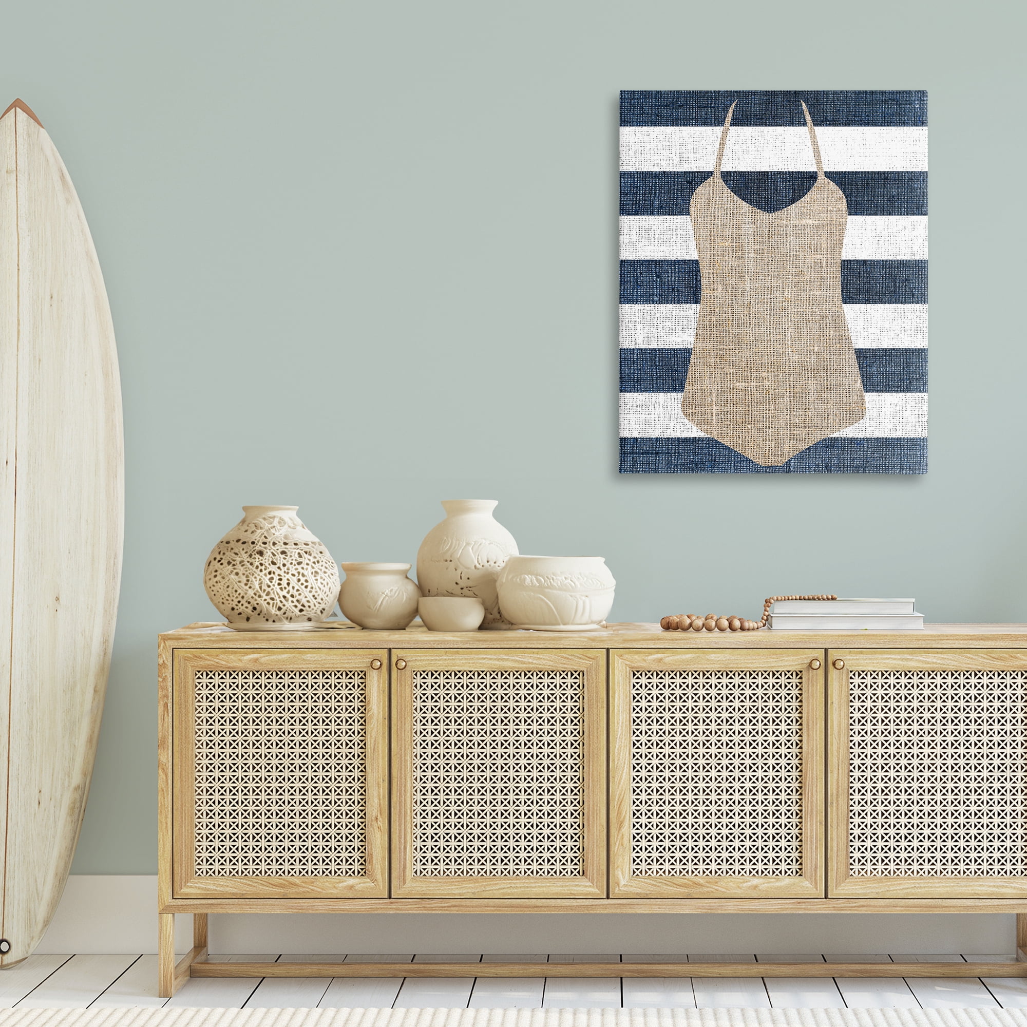 Stupell Industries Swimsuit on Stripes Beauty & Fashion Painting Gallery Wrapped Canvas Art Print Wall Art, 30 x 40