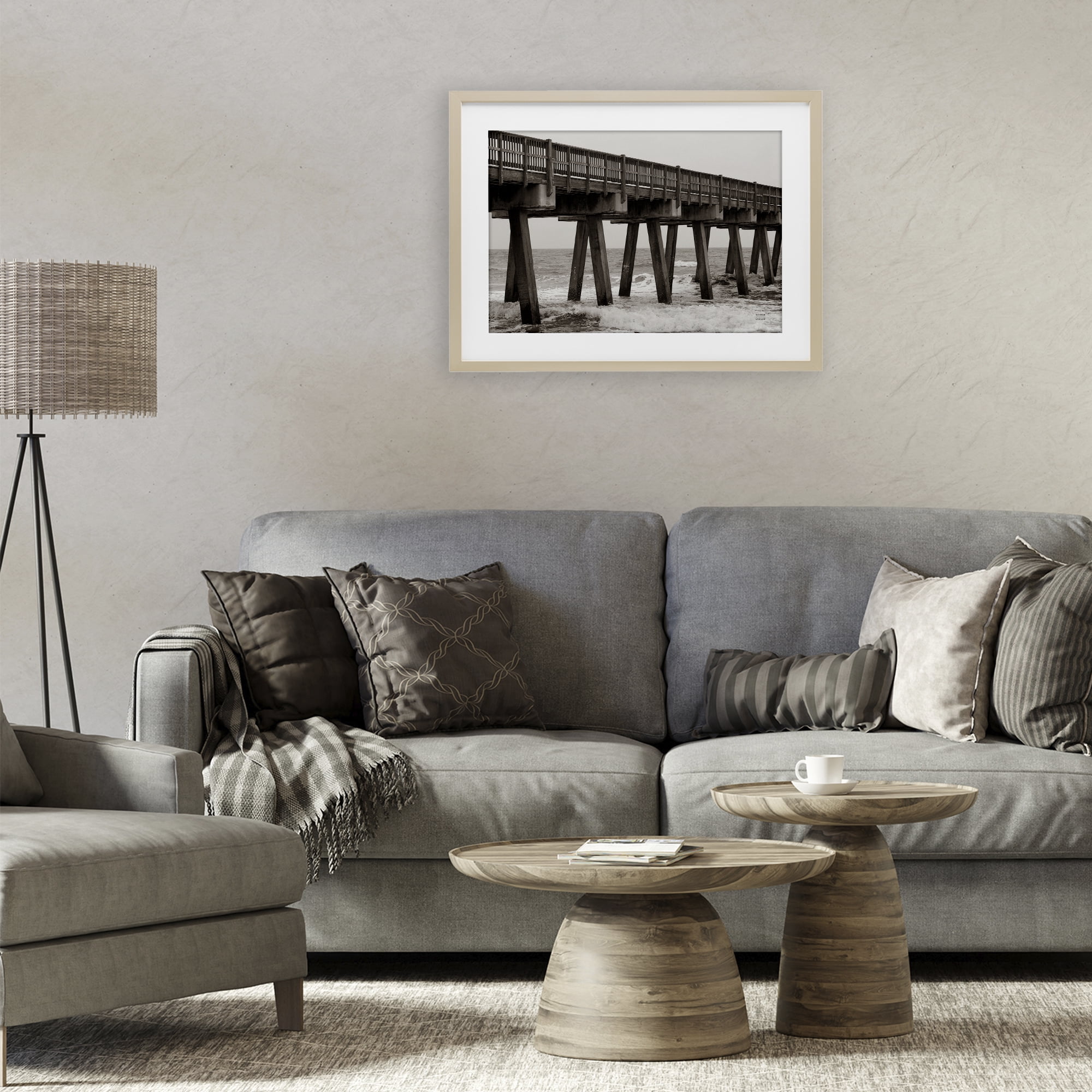 Stupell Industries Pier Angles Structure Birch Framed Print Under Glass, design by Nathan Larson