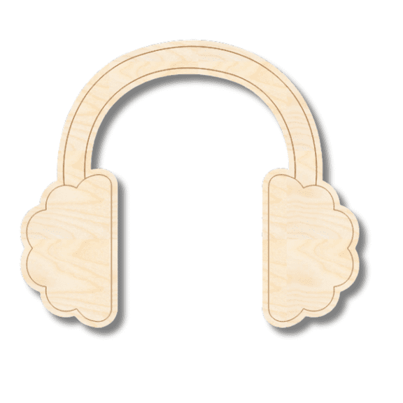 Unfinished Wood Etched Earmuffs Shape 24" / 1/4"