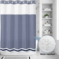 thumbnail image 2 of No Hook Shower Curtain, Farmhouse Navy Blue White Striped Shower Curtains for Bathroom with See Through Top Window, Modern Stripes Waterproof & Washable Bath Curtain 60"x72", 2 of 9