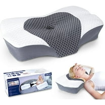 SAHEYER Neck Pillow Foam Bed Pillow for Ergonomic Neck and Shoulder Pain Memory Ergonomic Neck Support Orthopedic Pillow 25 x 15.98 x 4.17/5.31 inches , 2.86 Ib (Grey)
