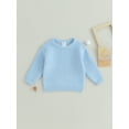thumbnail image 2 of Wassery Toddler Baby Girls Boys Knit Sweater Crew Neck Long Sleeve Solid/Striped Sweatshirt Pullovers Tops 12M 18M 24M 3T 4T 5T Kids Fall Winter Warm Clothes, 2 of 8
