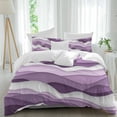 thumbnail image 2 of Purple Ombre Bedding 3 Piece Duvet Cover Set Twin Size, Modern Geometric Moire Abstract Art Soft Microfiber Comforter Cover with Zipper Closure & Pillowcases, Wrinkle & FadeResistant Quilt Cover, 2 of 9