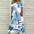 thumbnail image 2 of Dyegold Sundresses for Women Casual Summer - Plus Size Summer Dresses Womens Curved V-Neck Short Sleeve Daisy Print Long Loose Flowy Swing Casual Maxi ​​Sundress, 2 of 4