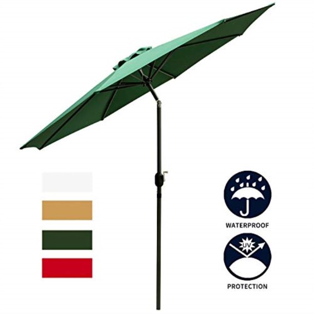 Leisurelife Green 9 Patio Umbrella Outdoor Heavy Strong Patio Table Umbrellas 8 Sturdy Ribs Tilt And Crank Walmart Com Walmart Com