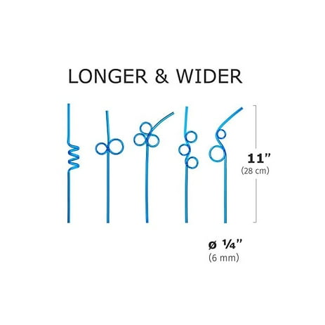 Premium Crazy Loop Party Drinking Straws Recyclable Longer Wider Blue Value Pack Bpa Pfoa Free Walmart Com Walmart Com
