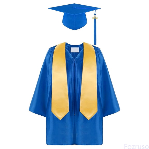 Fozruso Boys Girls Preschool Kindergarten Unisex Graduation Gown Cap Set With Tassel And Graduation Sash For Child School Casual,Sizes 2-3 Years Blue