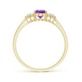 thumbnail image 2 of ANGARA Natural Oval Amethyst Solitaire Ring with Diamond Clusters in 14K Yellow Gold for Women (Size-7x5mm) | February Birthstone, Anniversary, Jewelry Gift for Women | Natural Amethyst Ring, 2 of 8