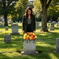 thumbnail image 2 of Headstone Flower Saddle Artificial Cemetery Floral Arrangement UV Resistant Outdoor Grave Memorial Saddle with Mixed Rose Chrysanthemum Tribute Bouquet, 2 of 4