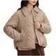 thumbnail image 1 of Parkas de manga larga para mujer, color liso, manga larga, cuello holgado grueso, ropa corta de invierno, parkas de manga larga, parte superior de poliéster para mujer, 1 of 3