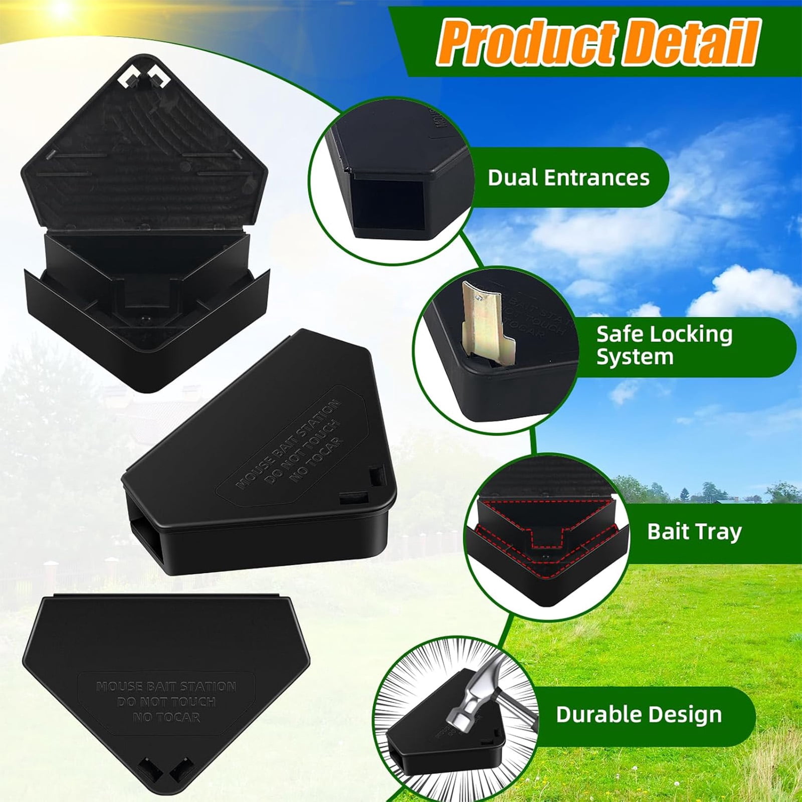 HYEASTR 18 Pack Mouse Station - Key Required Mice Bait Stations with Keys & Fully Safety Design, Suitable for Small Mice Indoor Outdoor Use