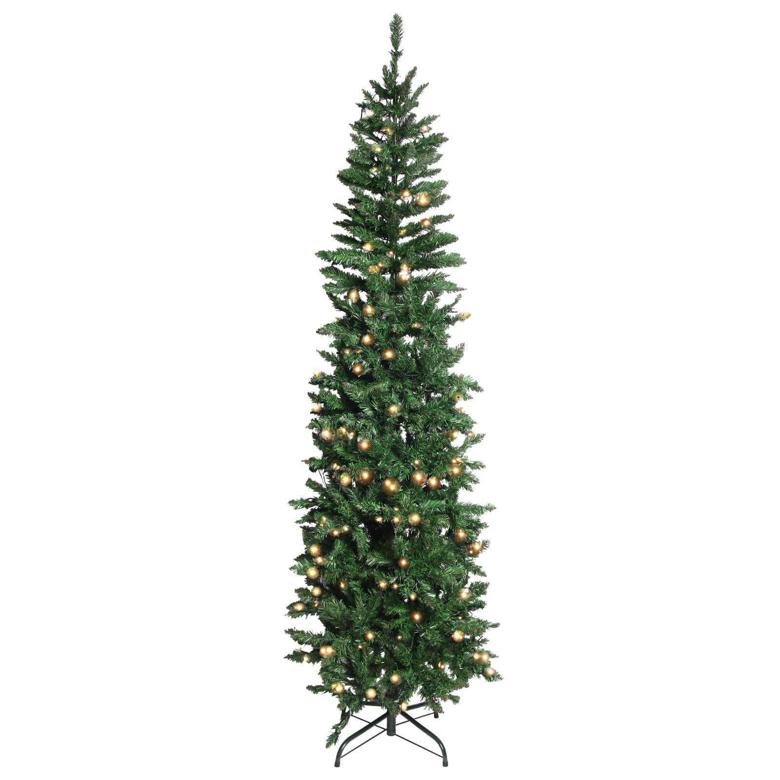 EasingRoom 6.5 FT Artificial Christmas Tree Pre-Lit Pencil Pine Tree ...