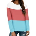 thumbnail image 2 of Timegard Women's Sweatshirt Crew Neck Long Sleeve Color Block Pullover Fall Winter Casual Tunic Tops, 2 of 4
