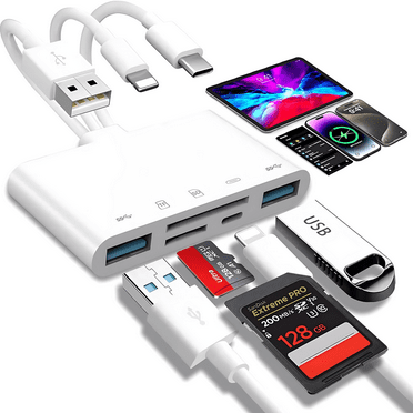 5-in-1 Memory Card Reader USB OTG Adapter SD Card Reader Supports TF Card SD/Micro SD/SDHC/SDXC/MMC Plug and Play