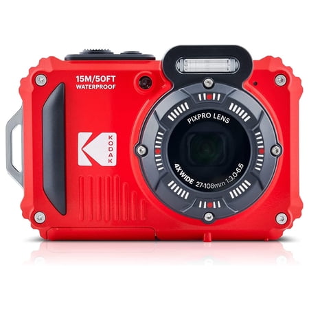 KODAK PIXPRO WPZ2 Rugged Waterproof Digital Camera 16MP 4X Optical Zoom 2.7" LCD Full HD Video, Red