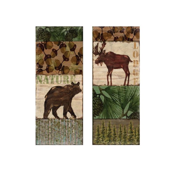 Nature Trail Moose & Bear Lodge Prints (Two 8x20in Posters)