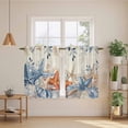thumbnail image 2 of Blue Coastal Kitchen Curtains 45 Inch Length, Summer Beach Starfish Weeping Eucalyptus Retro Tiers Curtains for Bathroom Bedroom Cafe, Light Filtering Small Window Treatment Drapes 2 Panels 42"Wx45"L, 2 of 8