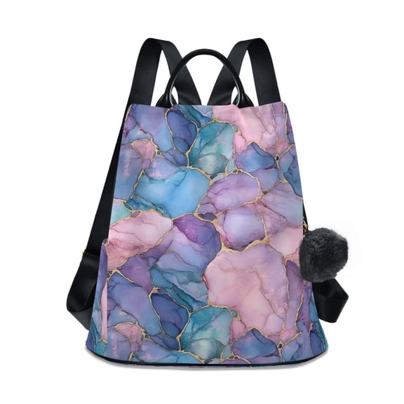 FORMRS Women's Travel Backpack Purse Anti-Theft Hidden Pockets Casual Shoulder Bag, Pink Marble Pattern