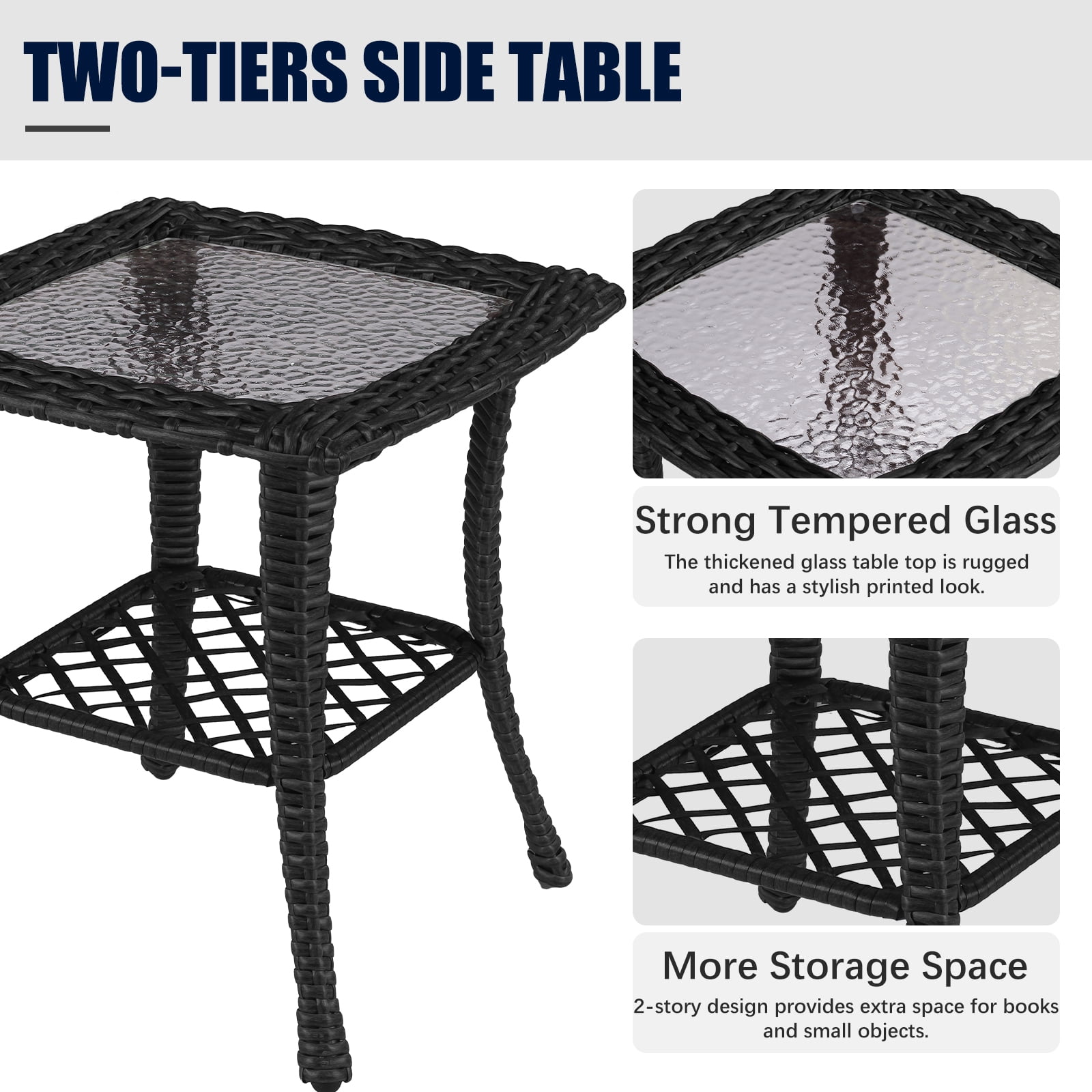 LayinSun 5 Pieces Outdoor Patio Furniture Set, Rattan Wicker Sectional Swivel Rocker Chairs Sets