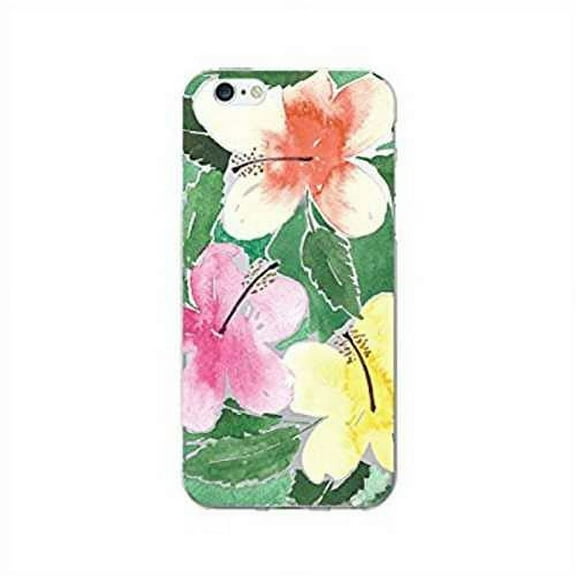 OTM Artist Prints Clear Phone Case for Apple iPhone 6 Plus/6S Plus, Hibiscus Trio, Green
