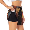 thumbnail image 2 of Bixox Women's Sunset Western Cowgirl pattern 2 in 1 Running Shorts - Lightweight Athletic Workout Gym Yoga Shorts Liner with Pockets - Small, 2 of 5